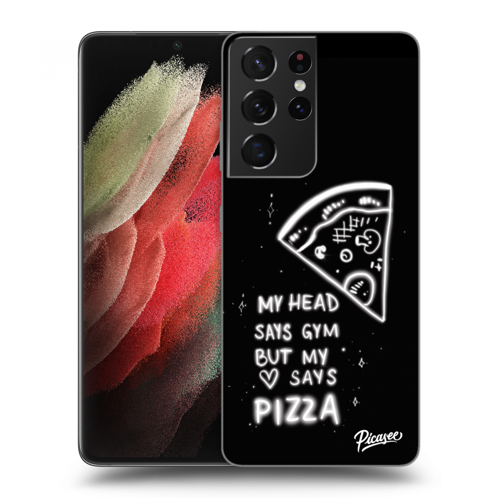 Picasee silikonski črni ovitek za Samsung Galaxy S21 Ultra 5G G998B - Pizza