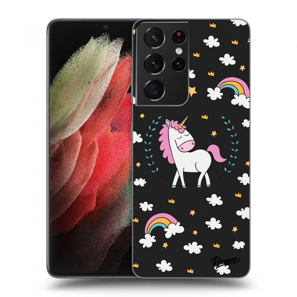Picasee silikonski črni ovitek za Samsung Galaxy S21 Ultra 5G G998B - Unicorn star heaven