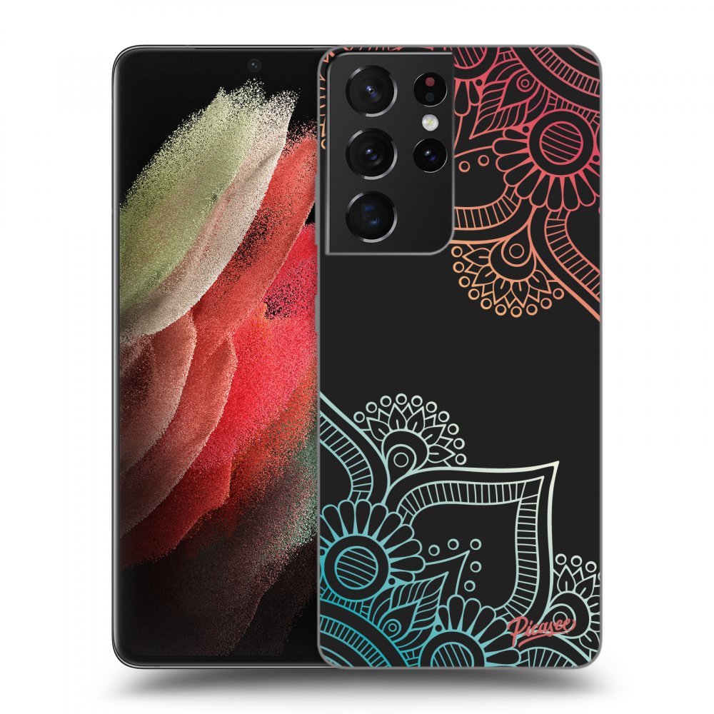 Picasee silikonski črni ovitek za Samsung Galaxy S21 Ultra 5G G998B - Flowers pattern