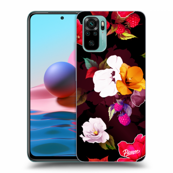 Picasee silikonski črni ovitek za Xiaomi Redmi Note 10 - Flowers and Berries
