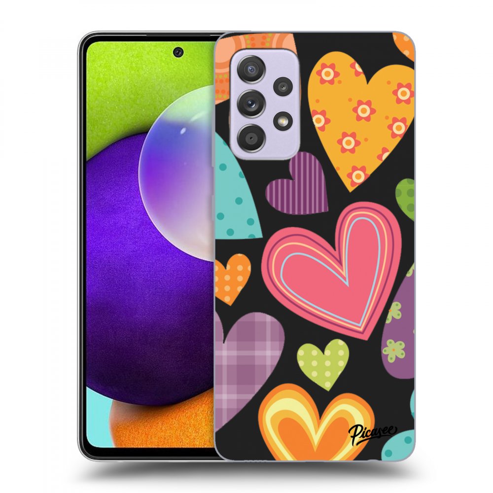 Picasee silikonski črni ovitek za Samsung Galaxy A52 A525F - Colored heart