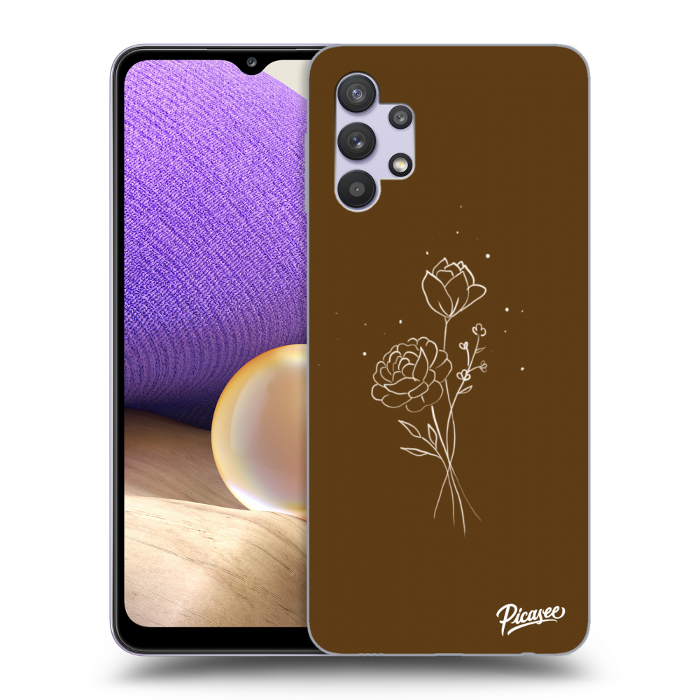 Picasee silikonski črni ovitek za Samsung Galaxy A32 5G A326B - Brown flowers