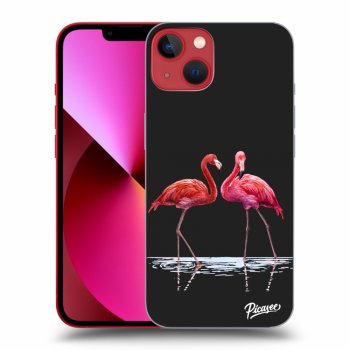 Picasee silikonski črni ovitek za Apple iPhone 13 - Flamingos couple