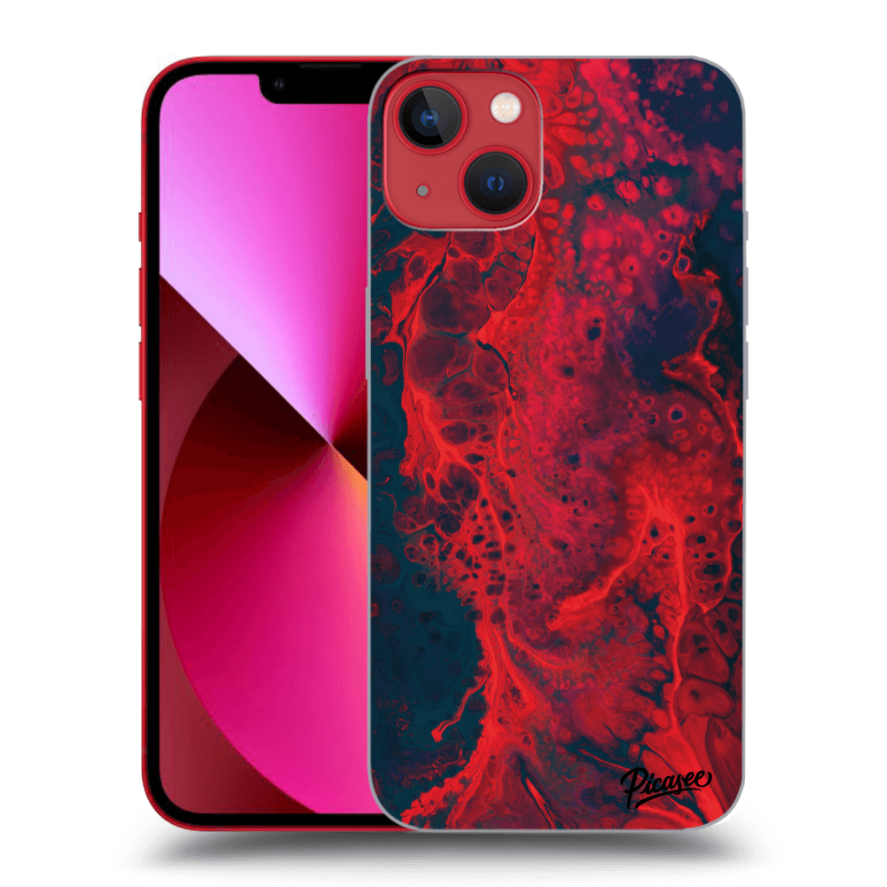 Picasee silikonski črni ovitek za Apple iPhone 13 - Organic red