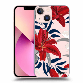 Picasee silikonski prozorni ovitek za Apple iPhone 13 mini - Red Lily