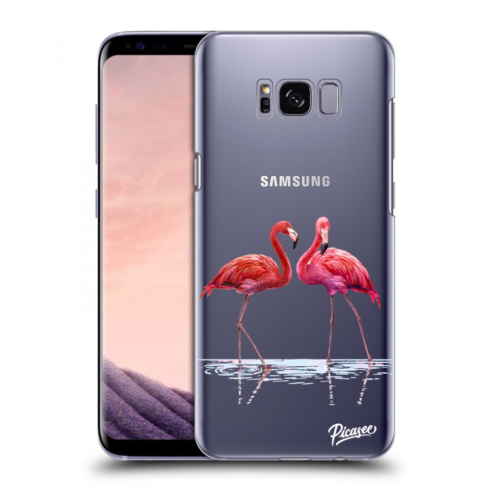 Picasee silikonski prozorni ovitek za Samsung Galaxy S8+ G955F - Flamingos couple