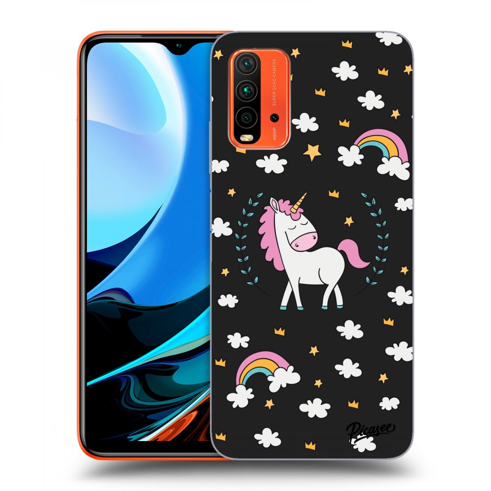 Picasee silikonski črni ovitek za Xiaomi Redmi 9T - Unicorn star heaven