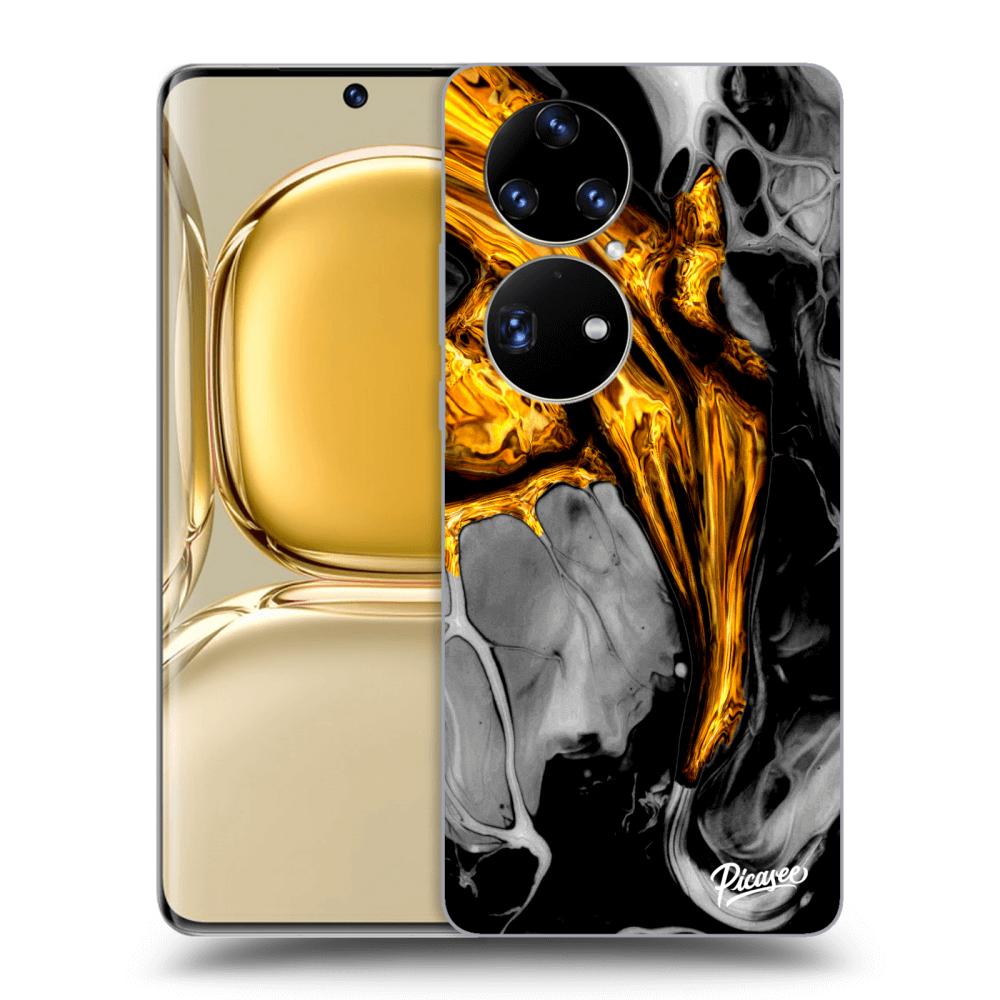 Picasee silikonski prozorni ovitek za Huawei P50 - Black Gold