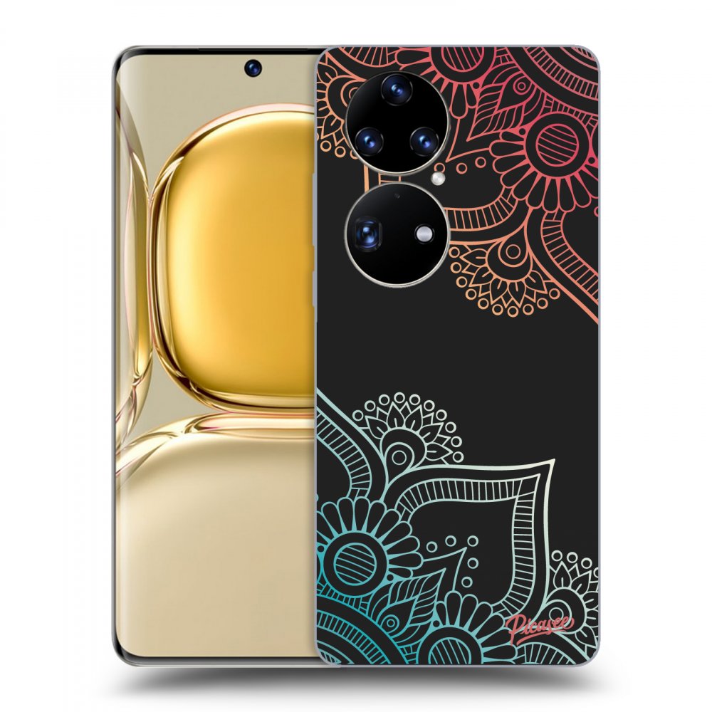 Picasee silikonski črni ovitek za Huawei P50 - Flowers pattern