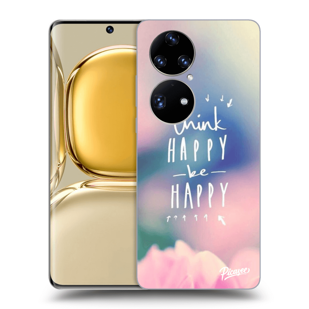 Picasee silikonski črni ovitek za Huawei P50 - Think happy be happy