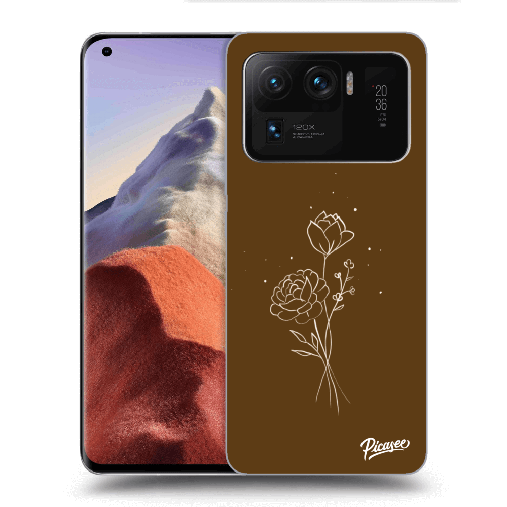 Picasee silikonski črni ovitek za Xiaomi Mi 11 Ultra - Brown flowers