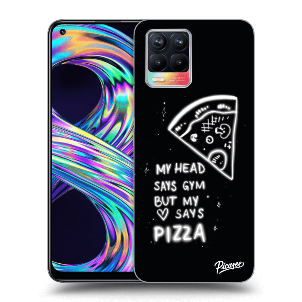Picasee silikonski črni ovitek za Realme 8 4G - Pizza