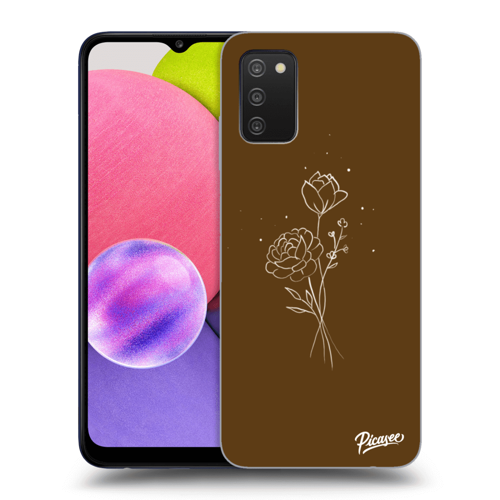Picasee silikonski prozorni ovitek za Samsung Galaxy A02s A025G - Brown flowers