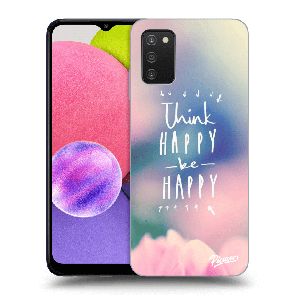 Picasee silikonski črni ovitek za Samsung Galaxy A02s A025G - Think happy be happy
