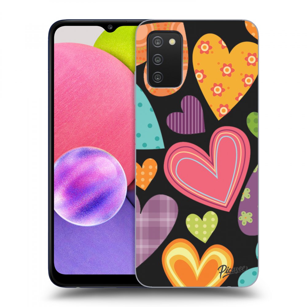 Picasee silikonski črni ovitek za Samsung Galaxy A02s A025G - Colored heart