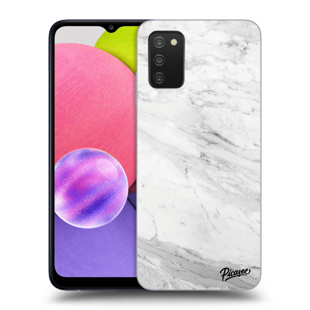 Picasee silikonski črni ovitek za Samsung Galaxy A02s A025G - White marble