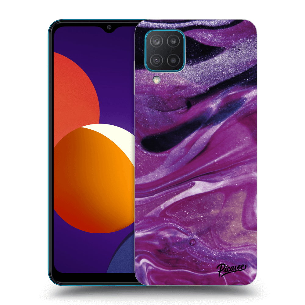 Picasee silikonski prozorni ovitek za Samsung Galaxy M12 M127F - Purple glitter