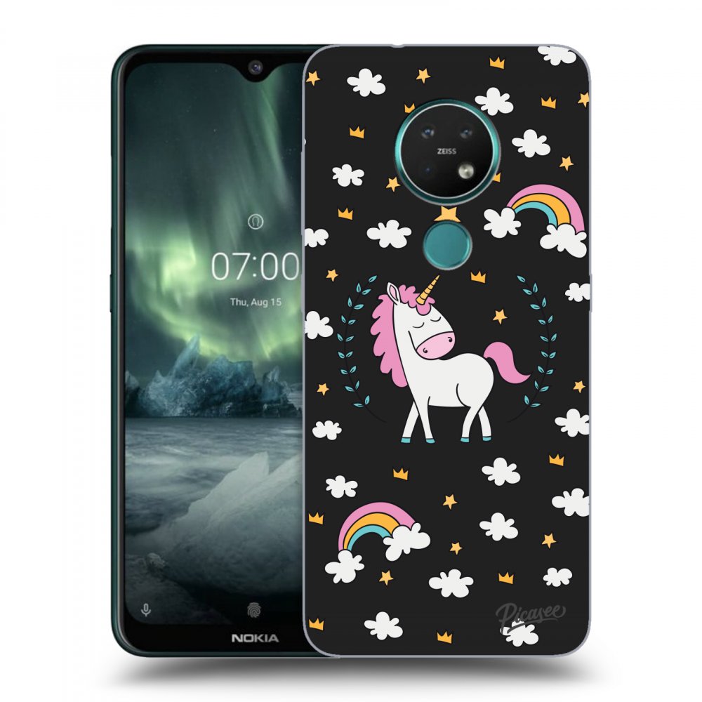 Picasee silikonski črni ovitek za Nokia 7.2 - Unicorn star heaven