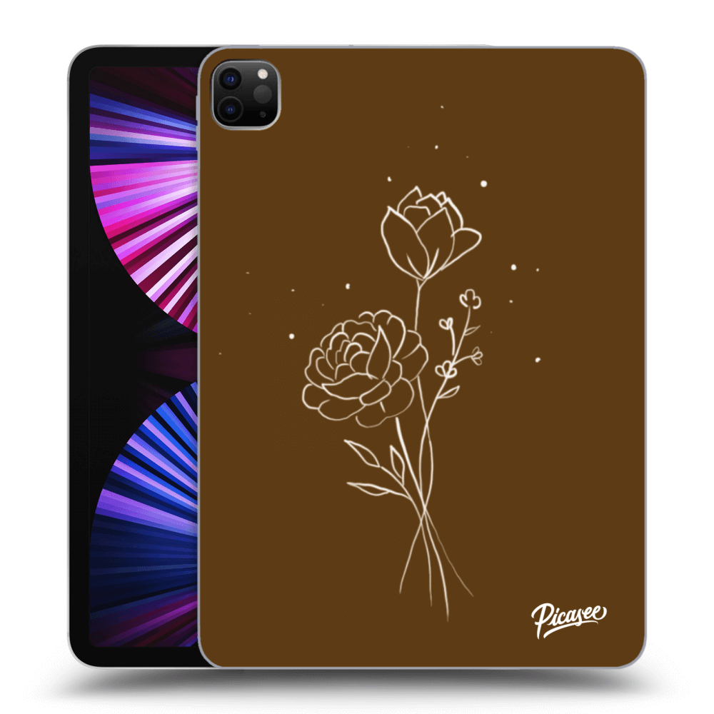 Picasee silikonski črni ovitek za Apple iPad Pro 11" 2021 (3.gen) - Brown flowers