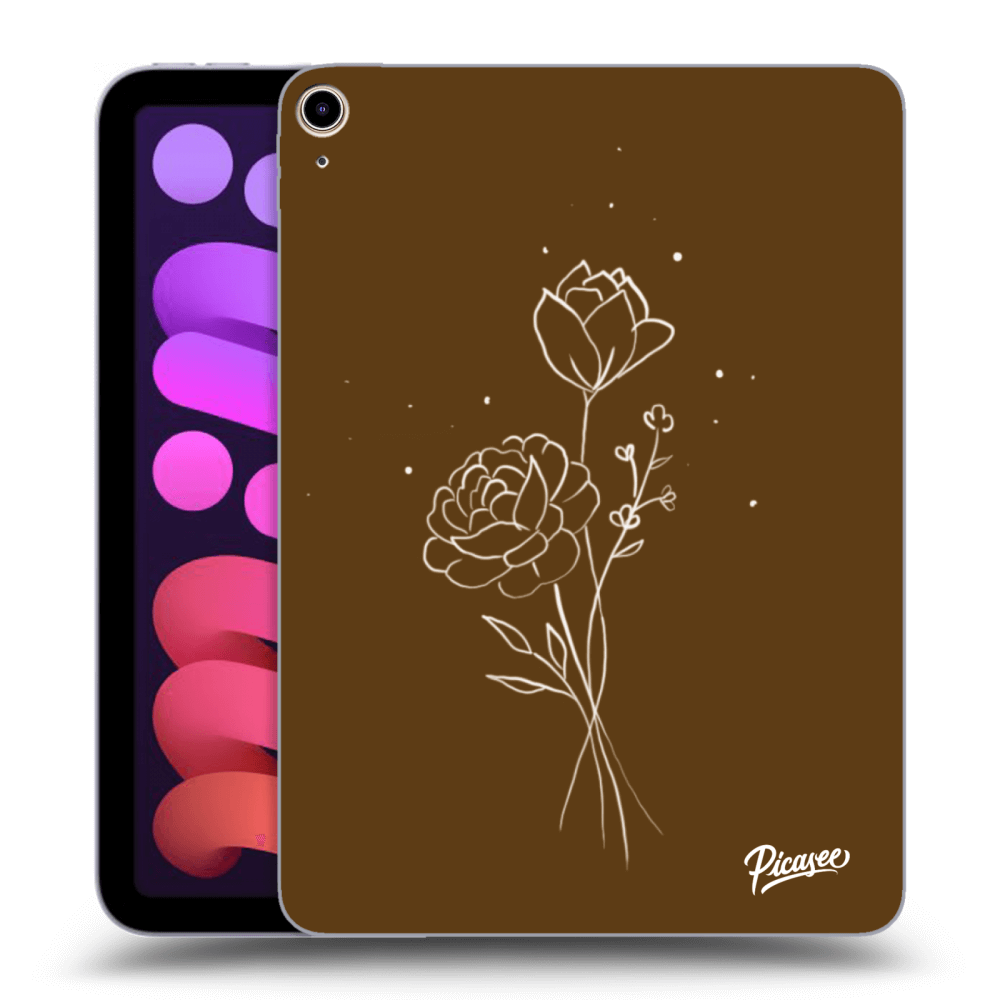 Picasee silikonski prozorni ovitek za Apple iPad mini 2021 (6. gen) - Brown flowers