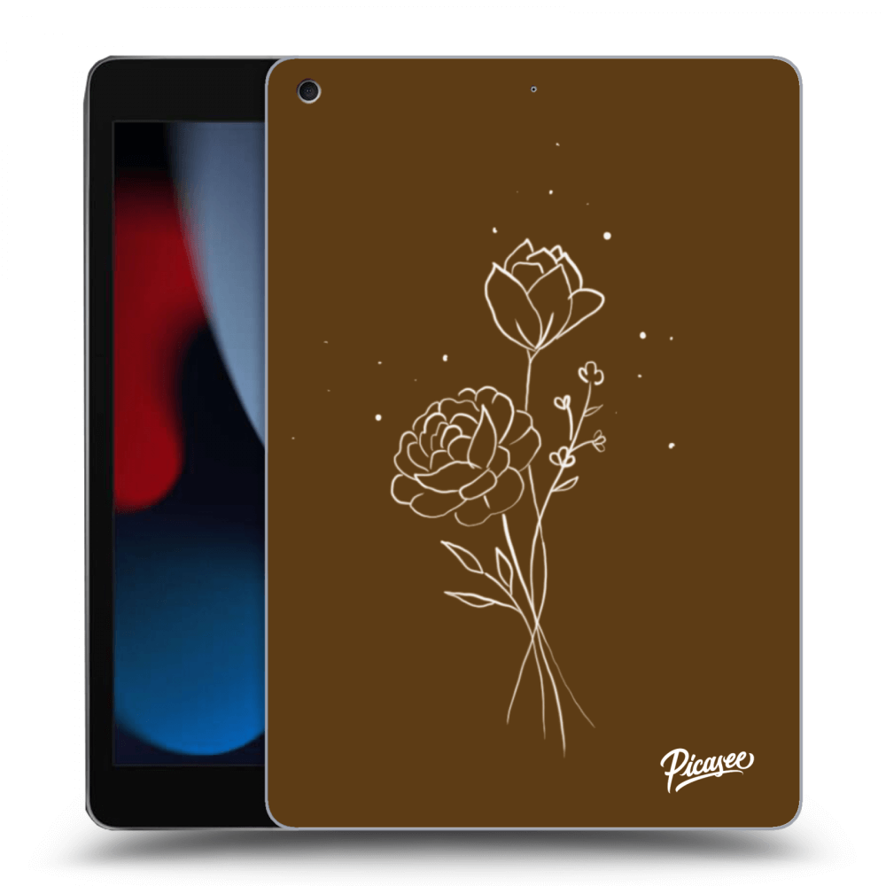 Picasee silikonski prozorni ovitek za Apple iPad 10.2" 2021 (9. gen) - Brown flowers