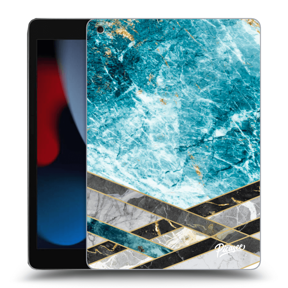 Picasee silikonski črni ovitek za Apple iPad 10.2" 2021 (9. gen) - Blue geometry