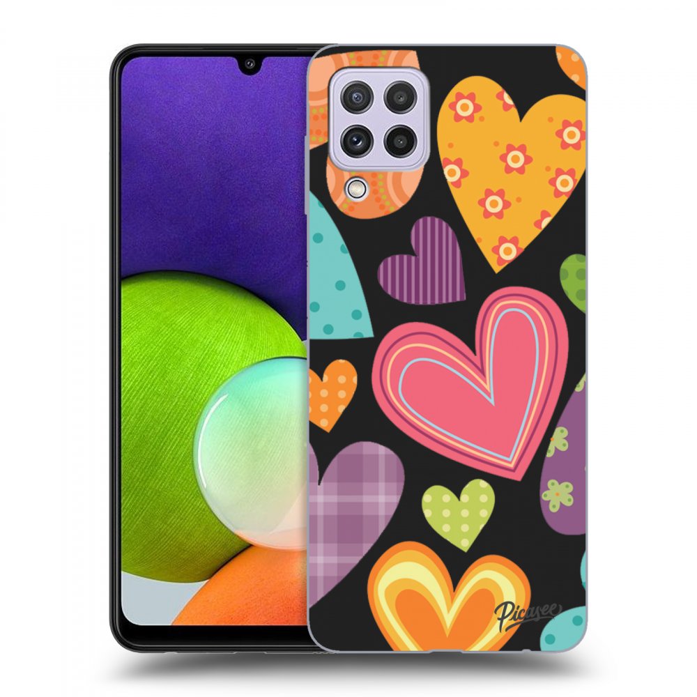 Picasee silikonski črni ovitek za Samsung Galaxy A22 A225F 4G - Colored heart