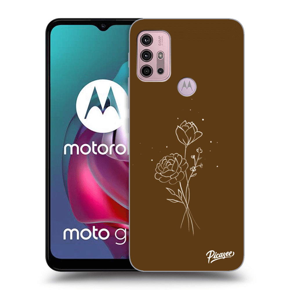 Picasee silikonski črni ovitek za Motorola Moto G30 - Brown flowers