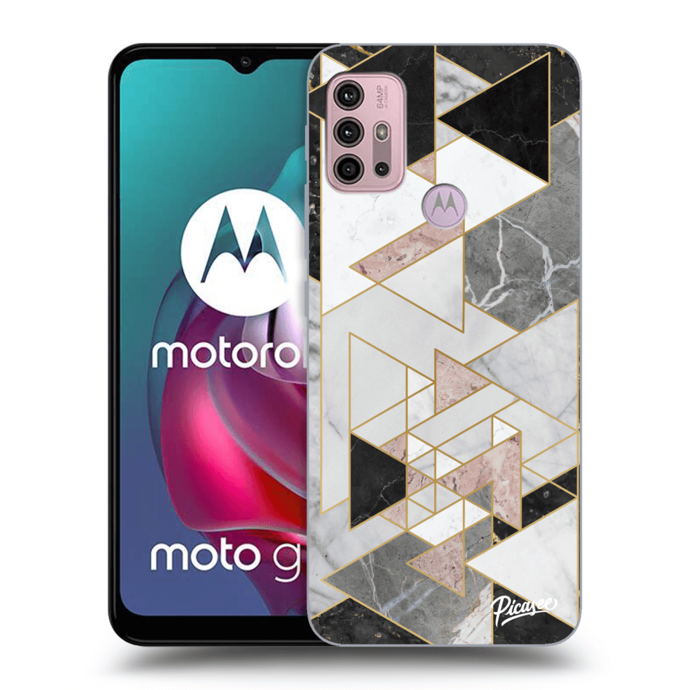 Picasee silikonski črni ovitek za Motorola Moto G30 - Light geometry