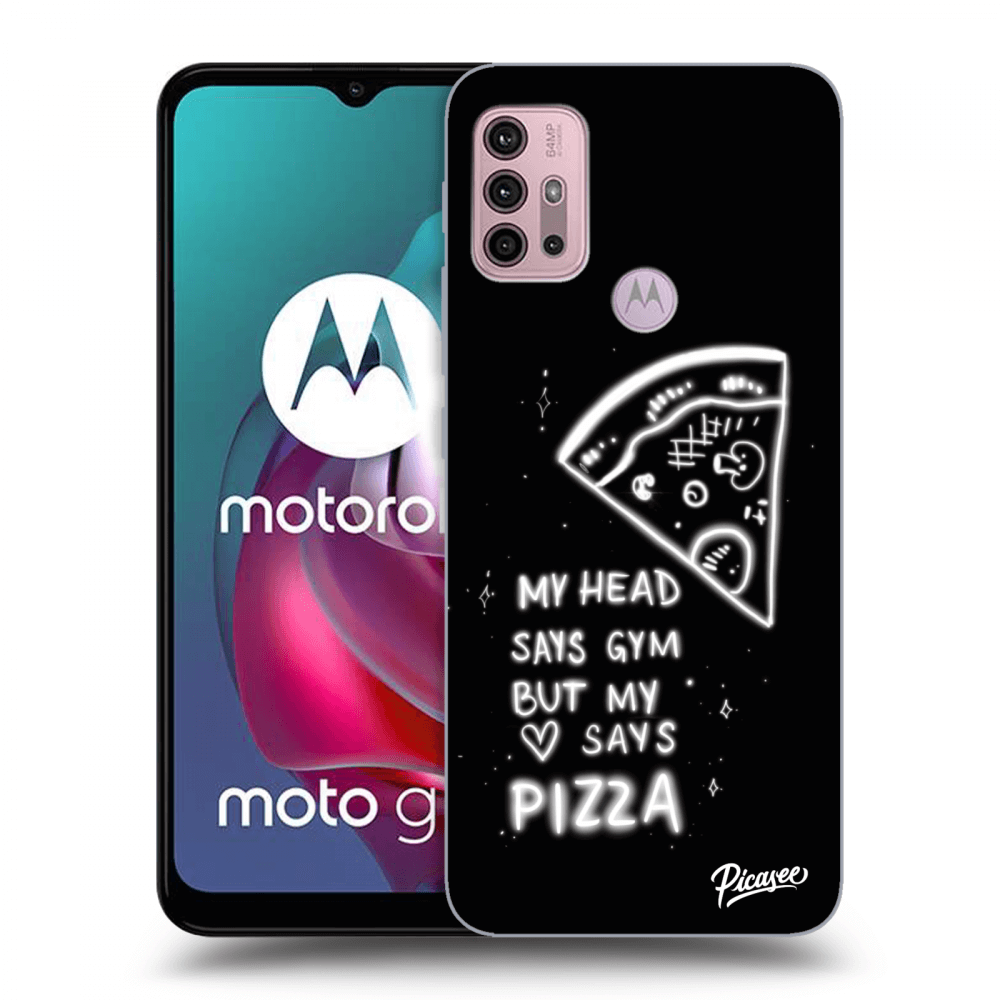 Picasee silikonski črni ovitek za Motorola Moto G30 - Pizza