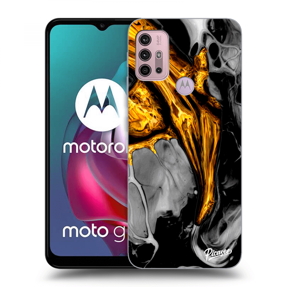 Picasee silikonski črni ovitek za Motorola Moto G30 - Black Gold