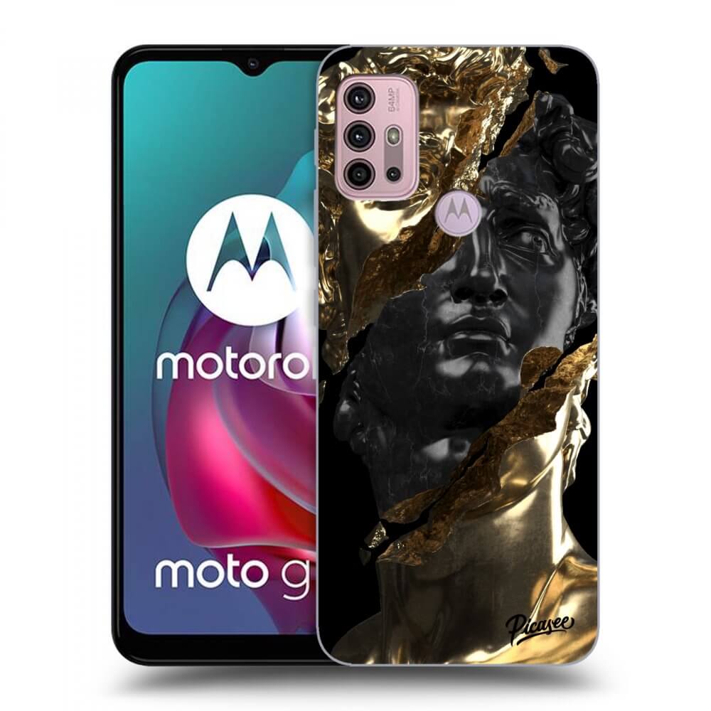Picasee silikonski črni ovitek za Motorola Moto G30 - Gold - Black
