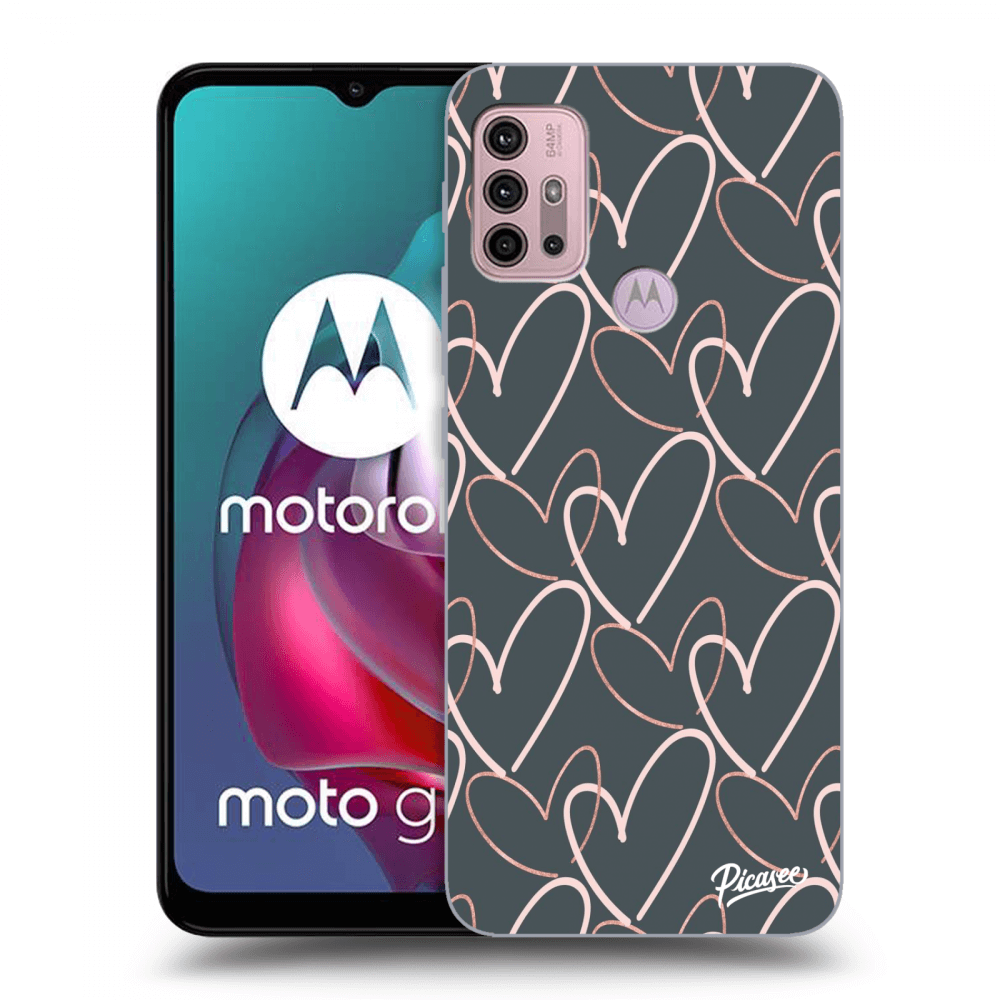 Picasee silikonski črni ovitek za Motorola Moto G30 - Lots of love