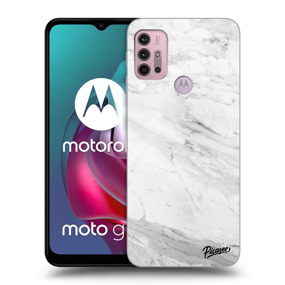 Picasee silikonski črni ovitek za Motorola Moto G30 - White marble