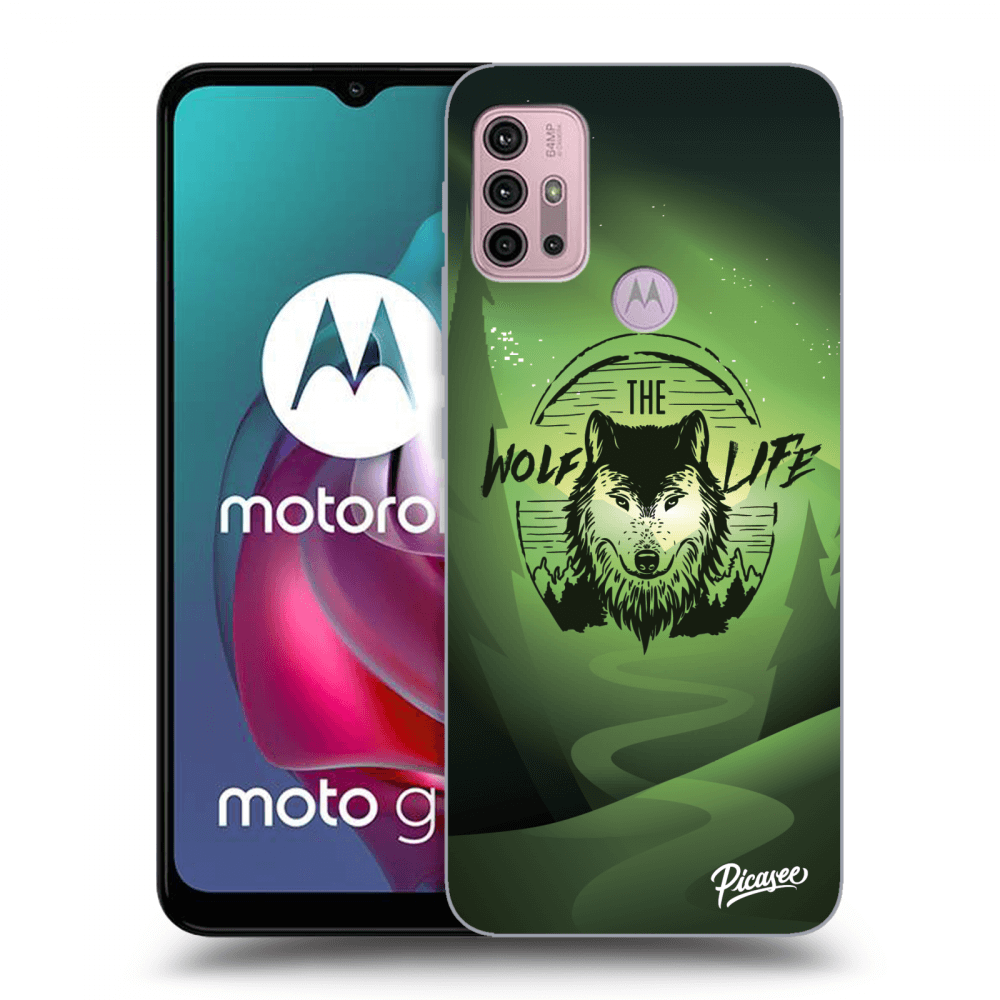 Picasee silikonski črni ovitek za Motorola Moto G30 - Wolf life