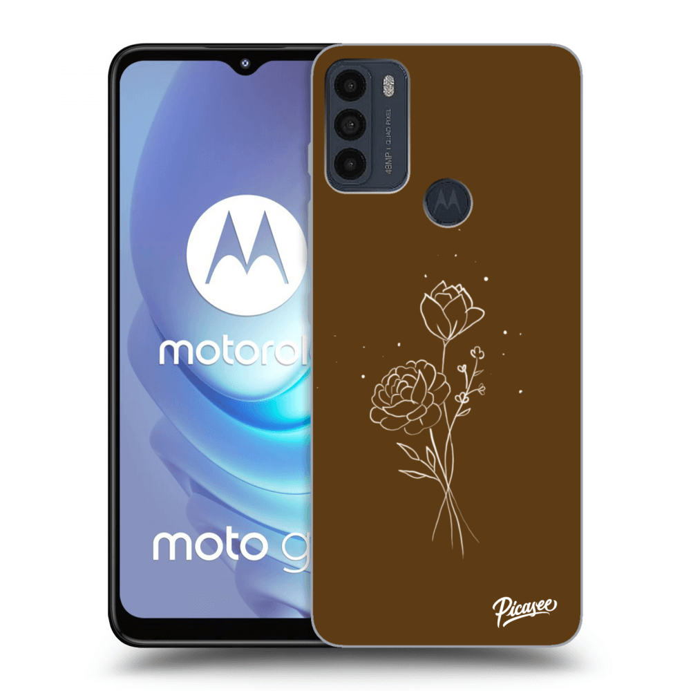 Picasee silikonski črni ovitek za Motorola Moto G50 - Brown flowers