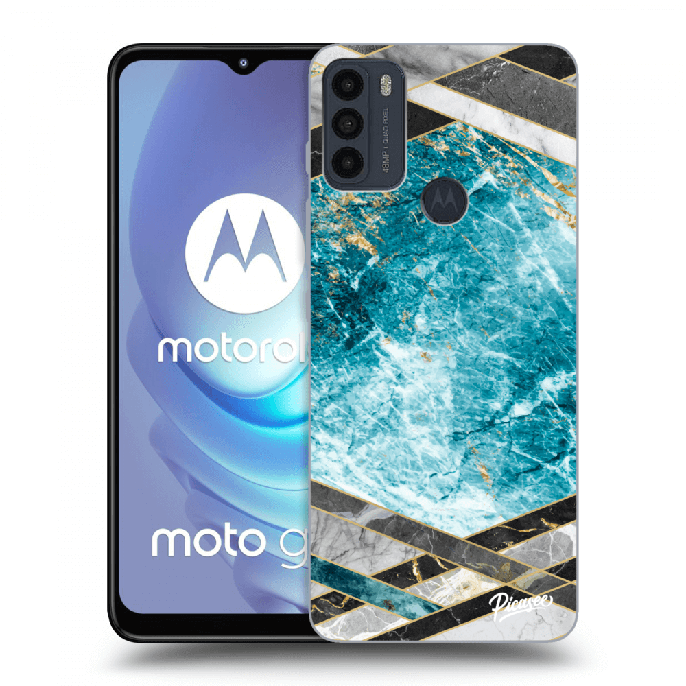 Picasee silikonski črni ovitek za Motorola Moto G50 - Blue geometry