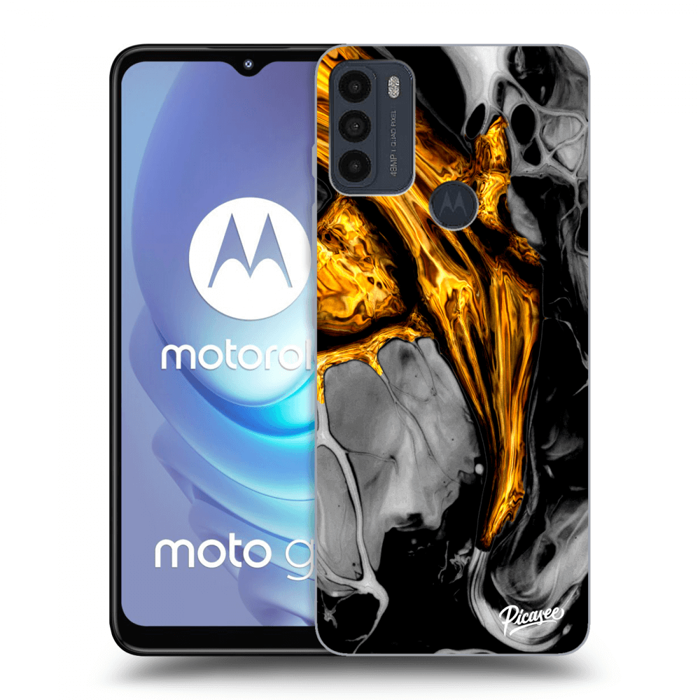 Picasee silikonski črni ovitek za Motorola Moto G50 - Black Gold
