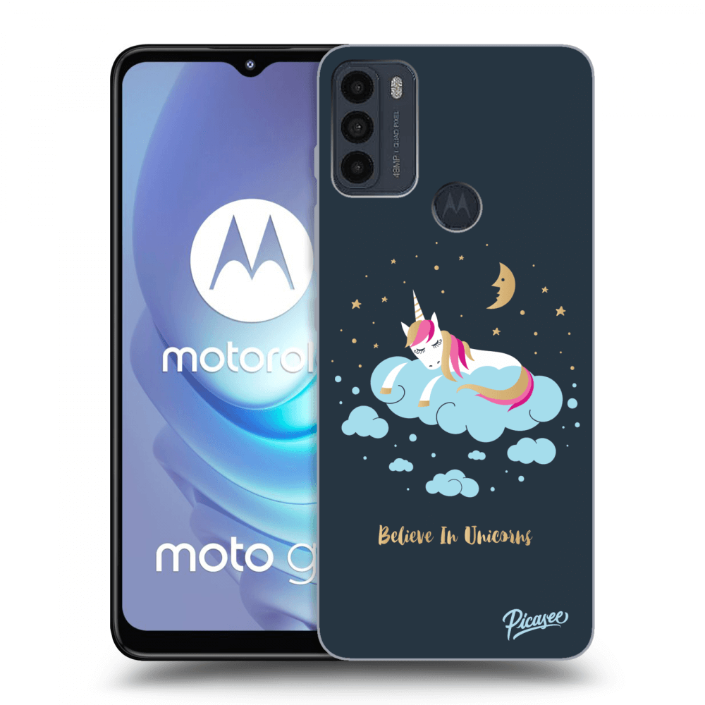 Picasee silikonski črni ovitek za Motorola Moto G50 - Believe In Unicorns