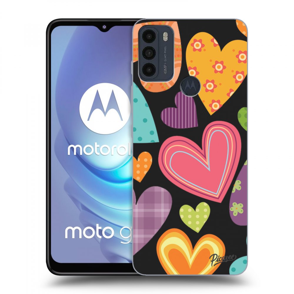 Picasee silikonski črni ovitek za Motorola Moto G50 - Colored heart
