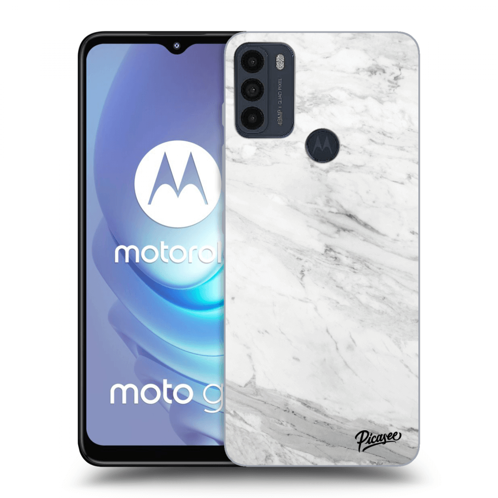 Picasee silikonski črni ovitek za Motorola Moto G50 - White marble
