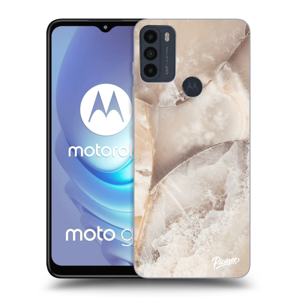 Picasee silikonski črni ovitek za Motorola Moto G50 - Cream marble