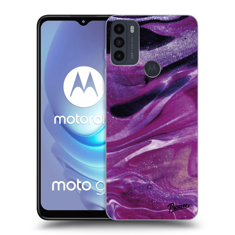 Picasee silikonski črni ovitek za Motorola Moto G50 - Purple glitter