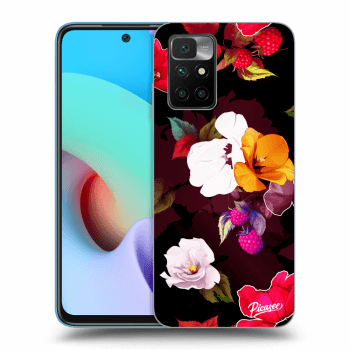 Picasee silikonski črni ovitek za Xiaomi Redmi 10 - Flowers and Berries