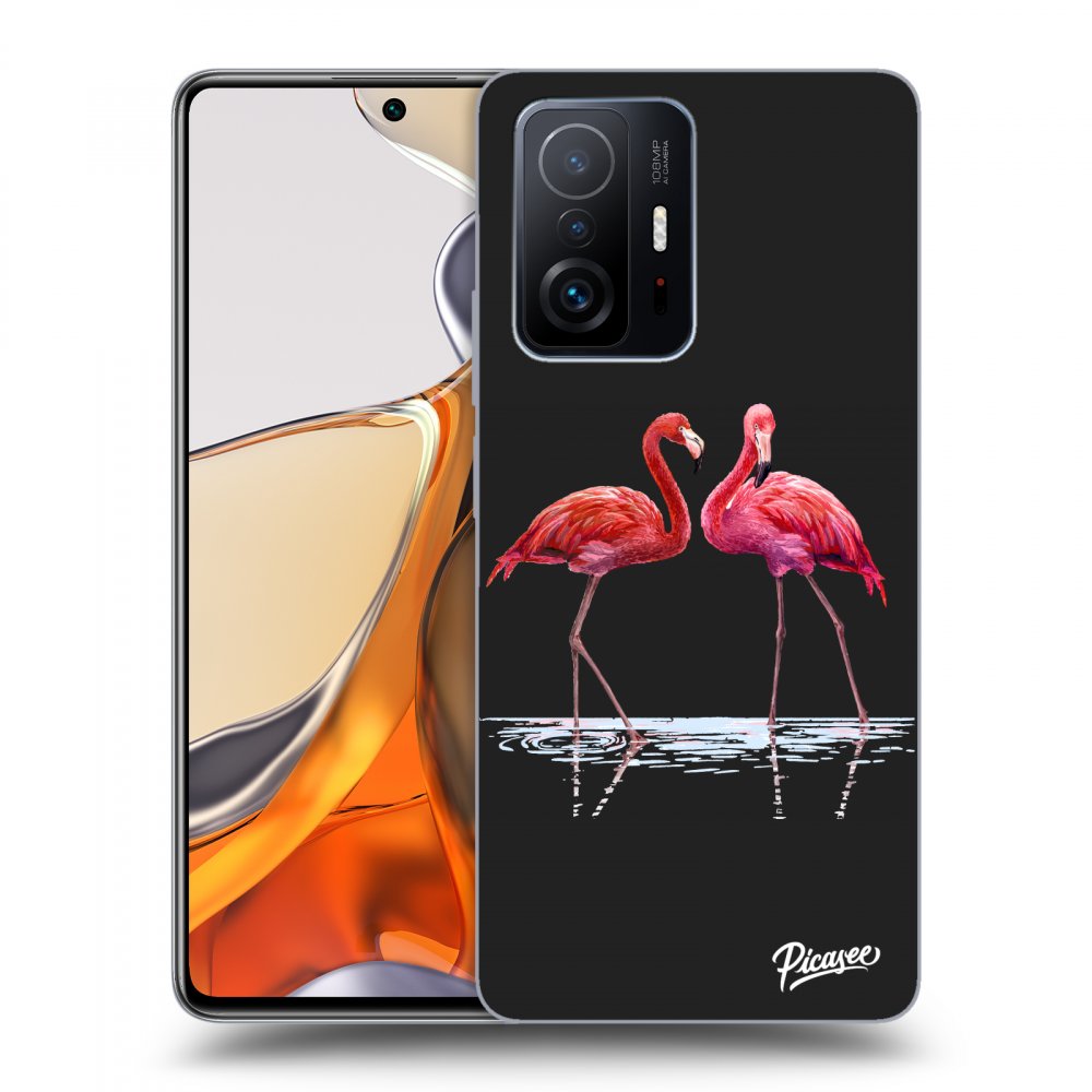 Picasee silikonski črni ovitek za Xiaomi 11T Pro - Flamingos couple
