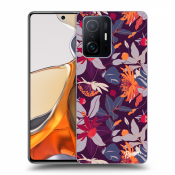 Picasee silikonski prozorni ovitek za Xiaomi 11T Pro - Purple Leaf