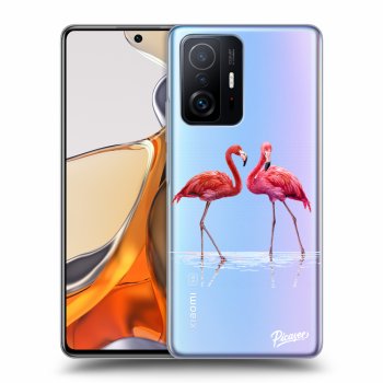 Picasee silikonski prozorni ovitek za Xiaomi 11T Pro - Flamingos couple