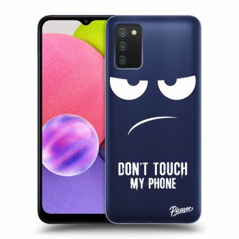 Picasee silikonski prozorni ovitek za Samsung Galaxy A03s A037G - Don't Touch My Phone