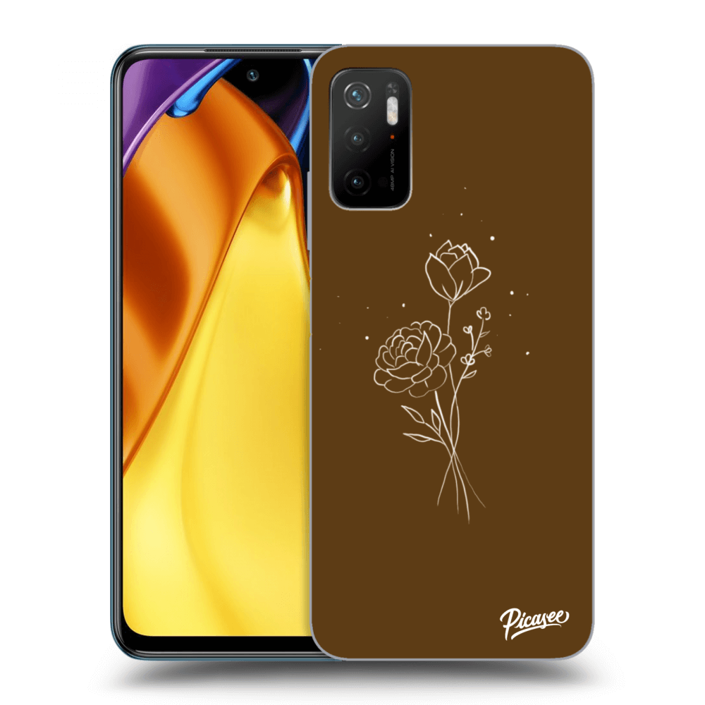 Picasee silikonski črni ovitek za Xiaomi Poco M3 Pro 5G - Brown flowers