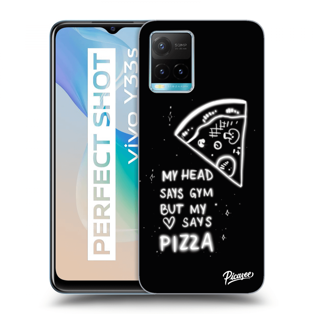 Picasee silikonski črni ovitek za Vivo Y33s - Pizza
